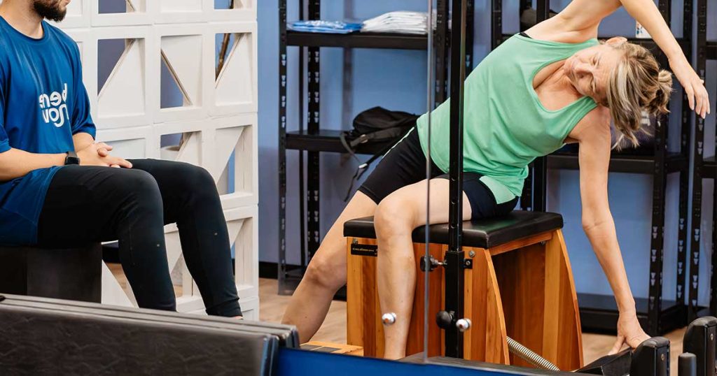 Sessão de pilates clínico no Estreito SC com acompanhamento de fisioterapeuta